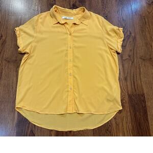 Samsoe Samsoe Women's Majan Short Sleeve Button Down Mustard Size Medium